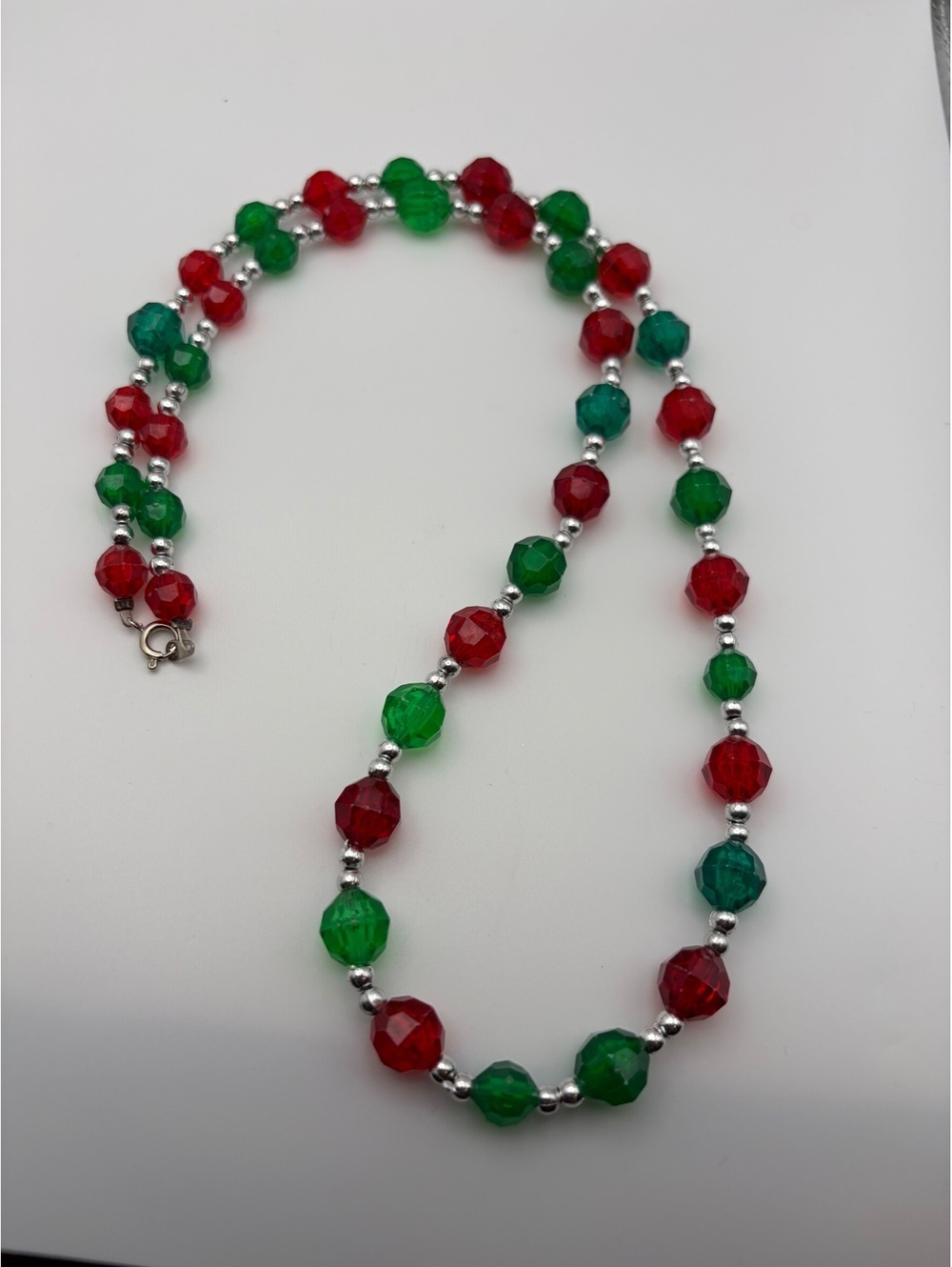 Red and green bead necklace